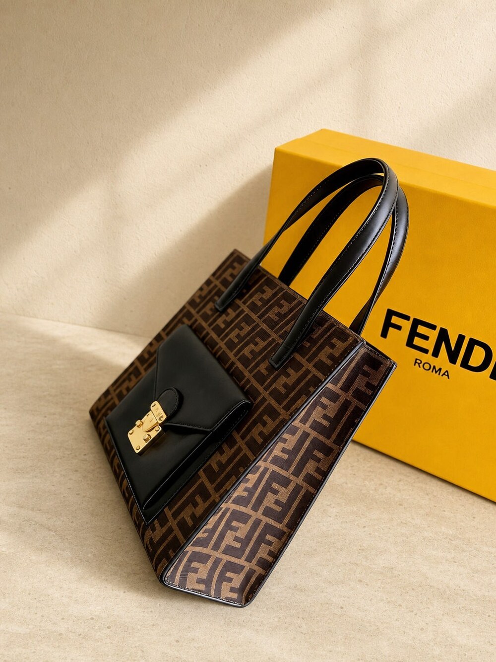 Fendi Vintage Zucca Canvas Flip Lock Tote Bag - Picture 2 of 6